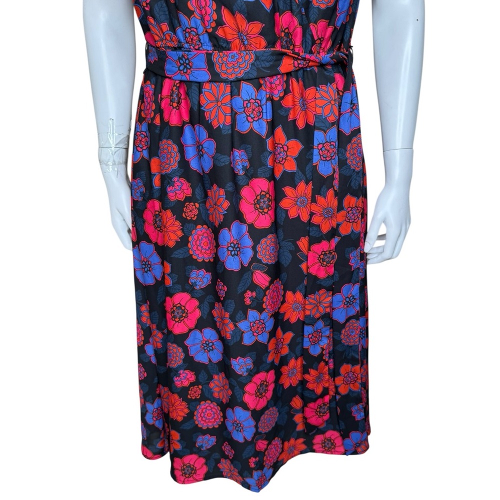 ModCloth Fits of Bliss Floral Chiffon Dress XL V-neck Flutter Sleeve Midi - Picture 5 of 11